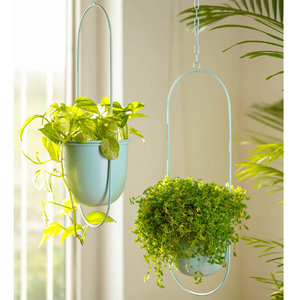 Pot à fleurs suspendu en métal au design moderne pour plantes vertes d'intérieur et d'extérieur, jardinière décorative en fer à prix abordable - Product Image 6
