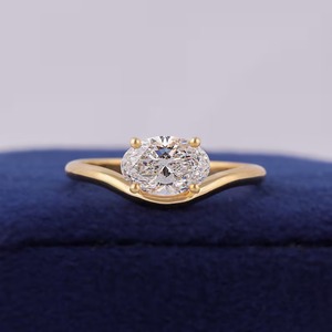 Anillo de Compromiso de Lujo con Diamante Ovalado de 1.3 CT Cultivado en Laboratorio, Certificado IGI, para Mujer, Montura East West, Oro Amarillo de 10k, 14k, 18k - Product Image 1