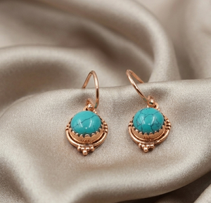 925 Sterling Silver Turquoise Dangle Earrings Handmade Boho Gemstone Earrings Yellow Gold Rose Gold Plated <b>Jewelry</b> for <b>Sister</b> - Product Image 3
