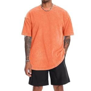 Camiseta de Verano para Hombre con Lavado Ácido, Logotipo Personalizado, Algodón, Talla Grande, Transpirable, Estilo Urbano, Casual, OEM, Venta al Por Mayor - Product Image 3