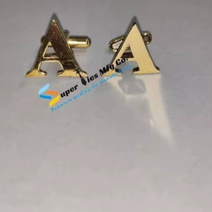 Boutons de manchette de luxe Benon en or avec initiales A B C pour hommes |   Boutons de manchette de chemise formelle Alphabet Premium |   Fête d'affaires de mariage - Product Image 4