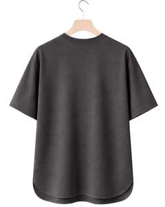 Camiseta Oversize Personalizada Gris Oscuro para Hombre, con Dobladillo Curvo, Hombro Caído, Cuello Redondo, Algodón Liso, Estilo Urbano, Verano - Product Image 2