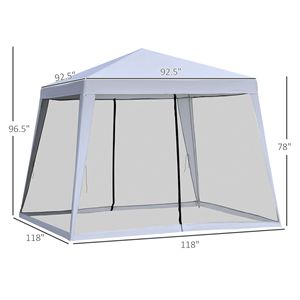 Tenda a baldacchino grigia da esterno 3x3m con gambe inclinate, protezione solare, pareti in PVC e pareti laterali in rete, tenda da patio con telaio in acciaio per feste - Product Image 3