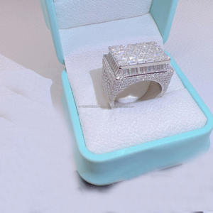 Anillo de Plata de Ley 925 con Baño de Rodio, Corte Baguette, Estilo Hip Hop, Forma Rectangular, con Incrustaciones de Circonitas, para Hombre, Regalo de Aniversario o Boda - Product Image 4