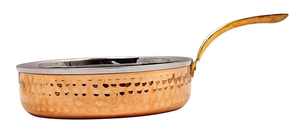 Factory Wholesale Prices Serveware and Tableware Hotel Restaurant Steel Copper Hammered Fry Sauce <b>Pan</b> with Long Brass Handle - Product Image 6