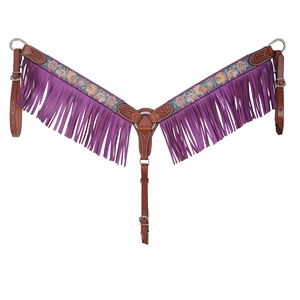 Top Trendy 100% cuello de pecho occidental de cuero genuino con pintura a mano y trabajo de flecos fabricante al por mayor Saman Export - Product Image 2