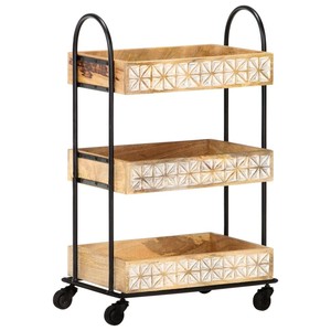 Chariot de service à 3 niveaux en acier inoxydable avec roulettes |   Chariot de cuisine en gros - Product Image 4
