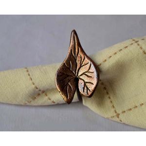 Anillo de servilletas con diseño de Hojas de cobre para decoración de mesa de boda, servilletas modernas con patrón redondo - Product Image 1