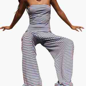 OEM ODM Service Casual Striped Daily Wear 2 Piece Loungewear <b>Set</b> Women Strapless Tube Crop Top Wide Leg Pants Summer Beach <b>Set</b> - Product Image 4