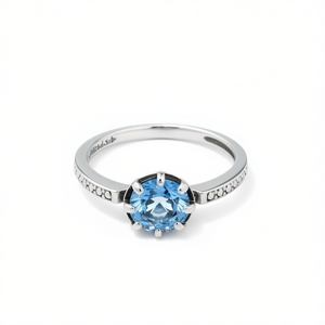 แหวนควอตซ์สีน้ำเงิน 2.1 กรัม ดีไซน์คลาสสิก ประดับพลอยแบบหนามเตย สำหรับงานหมั้น - Product Image 2