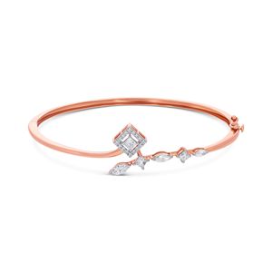 Elegant Women's 14K Rose Gold Lab Grown Diamond Brilliant Cut Spiral <b>Bangle</b> <b>Bracelet</b> Intricate Circular Design Classic Style - Product Image 1