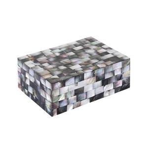 Decorative Oriental Mother of Pearl Mosaic Design <b>Trinket</b> Keepsake <b>Box</b> Rectangular MOP Mosaic Jewelry <b>Box</b> Set Stackable <b>Box</b> - Product Image 5