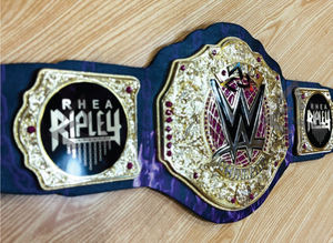 Ceinture de championnat de lutte mondiale des poids lourds W-W-E R-H-E-A R-I-P-L-E-Y personnalisée – Plaques dorées de qualité supérieure, sangle en cuir noir - Product Image 2