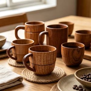 Taza de Madera Hecha a Mano, Diseño Moderno, Ecológica, con Asa, Reutilizable, para Uso en el Hogar y al Aire Libre - Product Image 6