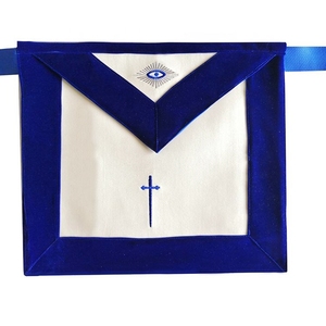 Tablier 3D uni en satin brodé style classique avec logo personnalisé imprimé feuille d'or et bordure bleu bordeaux pour l'artisanat - Product Image 3