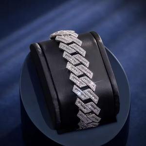 Luxury Men's Diamond <b>Bracelet</b> Baguette Cut Channel Setting Geometric Chain Link Everyday Wear Jewelry - Product Image 3
