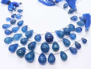 Cuentas de cuarzo azul natural AAA en forma de lágrima lisa, de 8x14 a 16x24 mm, cuentas de cuarzo en forma de gota de 8 pulgadas, cuentas de cuarzo azul liso en forma de lágrima. - Product Image 4