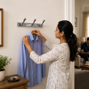 Steel Nest 3 Hook Storage Rail for Home Organization Wall Mounted for Coat Towel Hook <b>Rack</b> Heavy Duty Hanging storage Organizer - Product Image 6