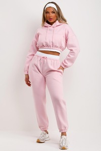 SPINE CRAFT Ensemble de survêtement décontracté avec pantalon long, cordon de serrage et poches latérales, tenue de printemps en coton de couleur unie - Product Image 2