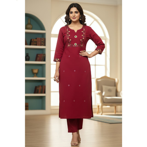 Ensemble traditionnel indien pour femmes en coton naturel, 2 pièces, pour occasions spéciales, taille M-3XL - Product Image 2