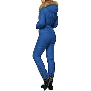 Women's Winter Ski Suit One Piece Hooded Fur Collar Snowsuit Waterproof Insulated Snowboard Jumpsuit Outdoor Sports Ski <b>Coat</b> - Product Image 2