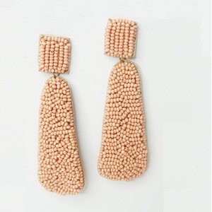 2026 Trending Premium Quality Peach Beaded Glass Gold Plated <b>Post</b> <b>Earrings</b> Women's Anniversary Fashion Statement - Product Image 1