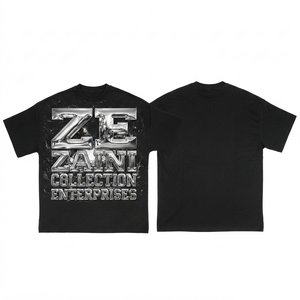 <b>Men</b> Simple T <b>Shirt</b> 270 GSM Premium Cotton Regular Fit <b>Black</b> Anti-Wrinkle O-Neck <b>Short</b> <b>Sleeve</b> Front Custom Screen Print Casual - Product Image 1