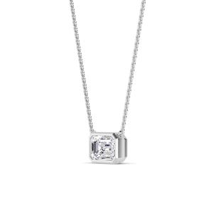 จี้เพชรทรงเหลี่ยมมรกตเพาะเลี้ยง น้ำหนักรวม 1.53 กะรัต ทองคำขาว 14K เครื่องประดับชั้นดี สำหรับวันครบรอบแต่งงาน - Product Image 6
