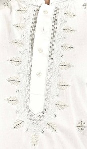 Vêtement traditionnel pour homme, Kurta longueur genou, motif cristal ivoire, BSY Base, séchage rapide, infroissable, col mandarin, pour mariage et occasions festives - Product Image 6