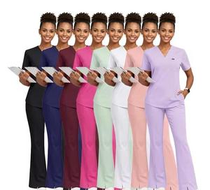 Hot Selling men's Custom Logo Print Nursing <b>Scrubs</b> <b>Set</b> Anti-Wrinkle Wholesale Hospital <b>Scrub</b> Suit Doctors nurse uniforms - Product Image 3