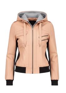 Premium Women's PU Leather Hooded Bomber Tracksuit Set – Full Zip <b>Jacket</b> & Tailored Pants Luxury Two Piece Streetwear Outfit - Product Image 3