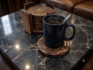 Handmade Natural Wooden Cute <b>Coaster</b> Set Eco-Friendly Durable Heat Resistant <b>Drink</b> <b>Coasters</b> for Home Kitchen Office Best Price - Product Image 3