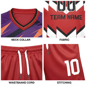 Camisetas de Fútbol Sublimadas, Uniformes de Fútbol 100% Poliéster Transpirable, Camisetas Deportivas de Manga Corta a Rayas - Product Image 5