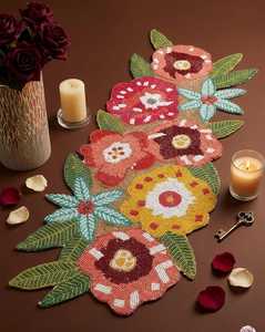 Handmade Beaded Stripe Embroidered Polyester/Cotton <b>Table</b> <b>Runner</b> Decorative Hotel & Home Use Centerpiece Decoration - Product Image 3