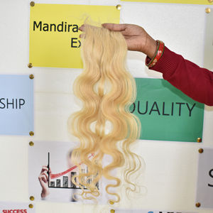 Paquets vierges crus cuticule aligné tissage de cheveux humains couleur naturelle 5*5 blonde Bodywave non traité Temple cheveux humains indiens - Product Image 3