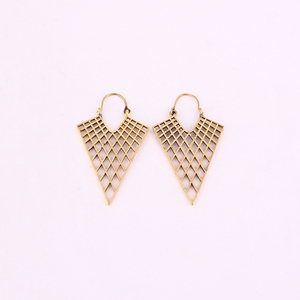 Beautiful Geometric Floral Gold Plated Brass Hoop Earrings for Women Trendy - Product Image 1