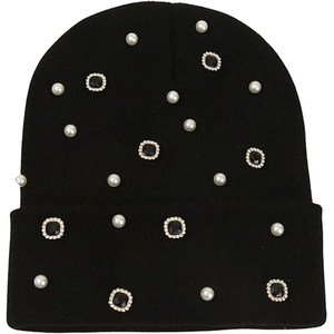 Custom Multi Color Knitted Winter Warm Jacquard Solid Color Beanies Cap Wholesale Casual Soft Warm Rhinestone Beanie <b>Hats</b> - Product Image 2