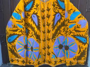 Bohemian Suzani Velvet <b>Jacket</b> Women Orange Floral Embroidery Statement <b>Jacket</b> Ethnic Style - Product Image 4