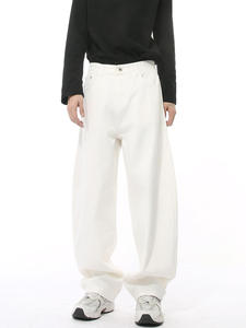 Jeans décontractés unisexe à jambe large, coupe droite, effet délavé Machete, 100% coton, denim moyen, style baggy pour homme - Product Image 3