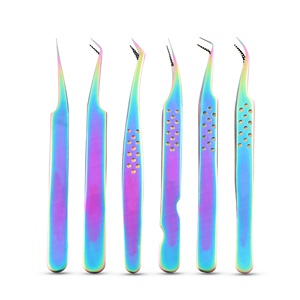 Pince à cils en acier inoxydable pour extension de cils Outils de maquillage Pince à épiler Accessoires de cils avec pointe pointue - Product Image 2