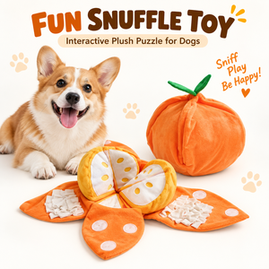 Juguete de Peluche Naranja para Perros, Juguete Interactivo con Dispensador de Premios para Entrenamiento de Olfateo, Alimentación Lenta y Prevención del Aburrimiento - Product Image 5