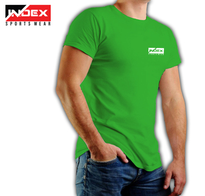 Index Men's <b>White</b> Short Sleeve T-<b>Shirt</b> O-Neck <b>Slim</b> <b>Fit</b> Cotton Jersey Casual Printed Logo Front - Product Image 4