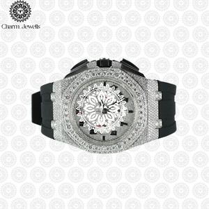Charm_Jewells Luxury Men's Round Mechanical Watch With Sapphire Crystal Dial Stainless Steel Case Rubber Band 42mm <b>Chronograph</b> - Product Image 3