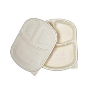Barquette alimentaire compostable à 3 compartiments en amidon de maïs pour la vente à emporter et la restauration, prix d'exportation - Product Image 1