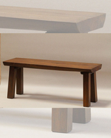 Banc de salle à manger KAG Furniture BEN25 en teck massif, 50 mm d'épaisseur, design rustique moderne, pour la maison, l'hôtel ou la villa (assemblage nécessaire)