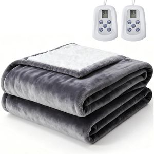 EDX Electric <b>Heated</b> Sherpa Flannel <b>Blanket</b> Dual Zone Control with 10 Heat Settings and Auto off Feature - Product Image 6