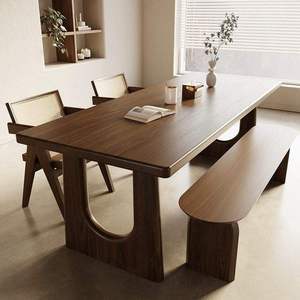 Mesa de Comedor Rectangular de Madera Maciza Premium Daystar Trade, Base Curva en Forma de U, Acabado en Madera Rica, 4 Plazas, Diseño Moderno para Hogar y Hotel - Product Image 4