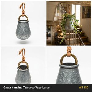 Maceta Colgante Grande de Hierro Galvanizado de 17 cm, Diseño de Lágrima de Zinc Natural, para Decoración del Hogar y Uso en Hoteles - Product Image 5
