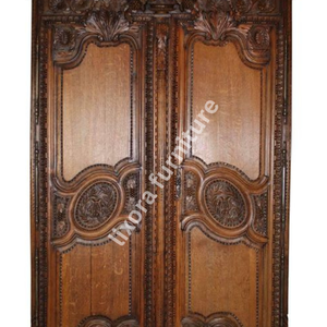 Luxury Handcrafted Solid Wood 2 Door <b>Wardrobe</b> Ornate French Country Carving Antique Oak Armoire - Product Image 3