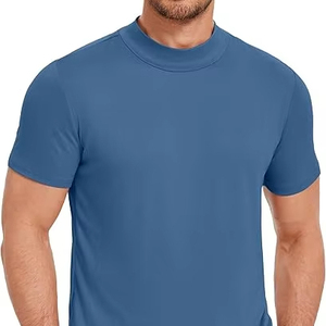 Wholesale <b>Mock</b> <b>Turtleneck</b> T Shirt Regular Fit 100% Cotton Knitted Custom OEM Private Label Supplier - Product Image 1